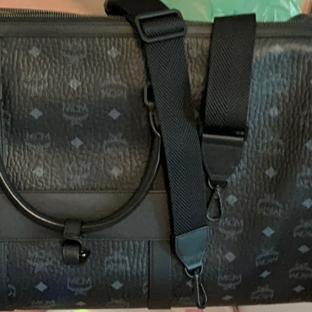 MCM Black Ottomar Weekender Duffel Bag Luxurious Travel Essential - Picture 10 of 12